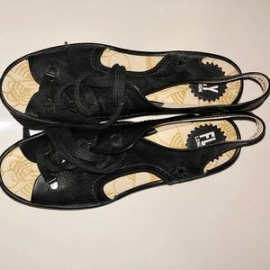 FLY London Leather Lace-Up Wedge Sandals - 40